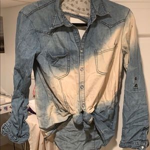 Tye dye open back denim shirt